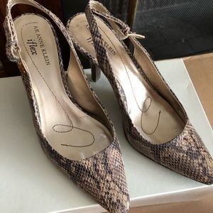 Snake skin strap back heels